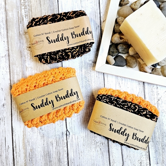 3 Suddy Buddy Soap Savers- Cotton N' Kandi, Handmade Crochet - Picture 1 of 1
